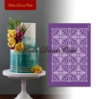 cross flower pattern mesh stencil diy royal cream fondant mould fabric lace cake border template cake decorating tools bakeware
