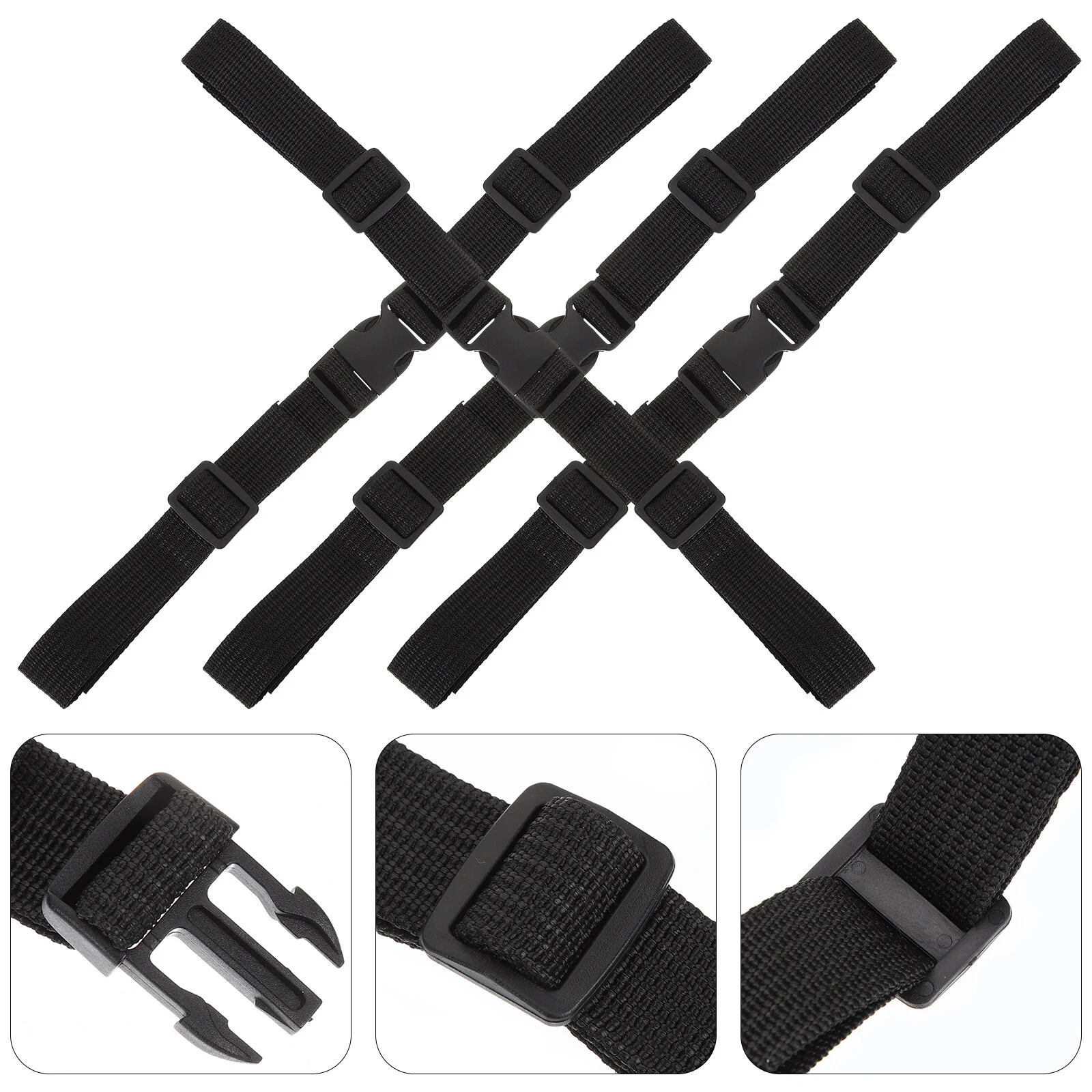 

4 Pcs Quick Release Buckle Strap Utility Belt Cable Tie Compression Straps Backpacking Cloth Child Adult