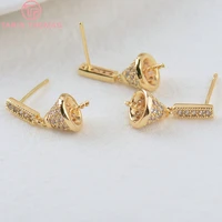 20752pcs 8x17mm 24k gold color brass with zircon stud earrings with half pin stud earrings high quality jewelry making finding