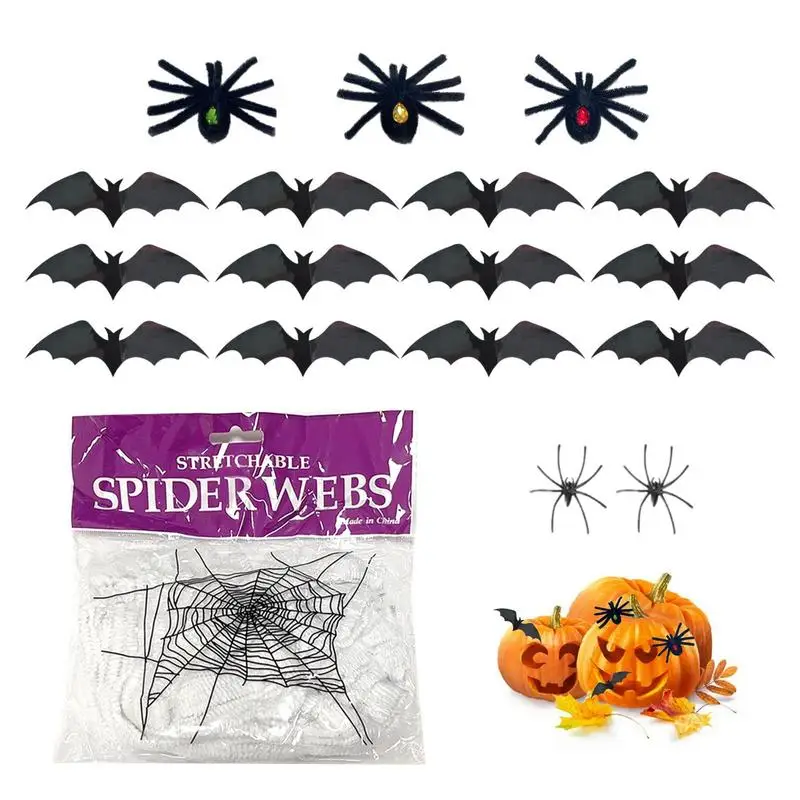 

Halloween Cobwebs Decorations Scary Prank Props For Halloween Parties Halloween Decorations With Fake Spiders And Bats For Bar