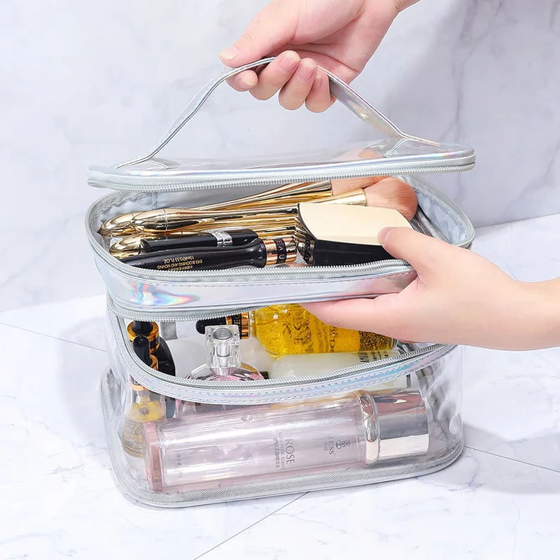 

New Transparent Cosmetic Bag Female Net Celebrity Large-capacity Travel Girl Portable Waterproof Wash Bag Storage Bag