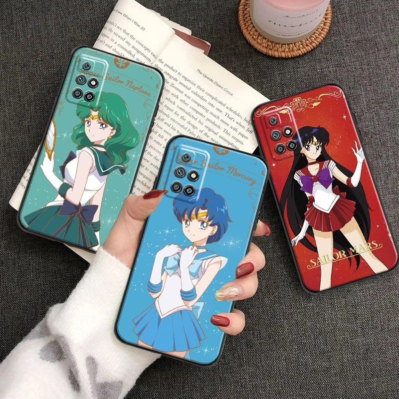 

Bandai Sailor Moon Anime For Xiaomi Redmi 10 Phone Case Protect Liquid Silicon Soft Carcasa Black Funda