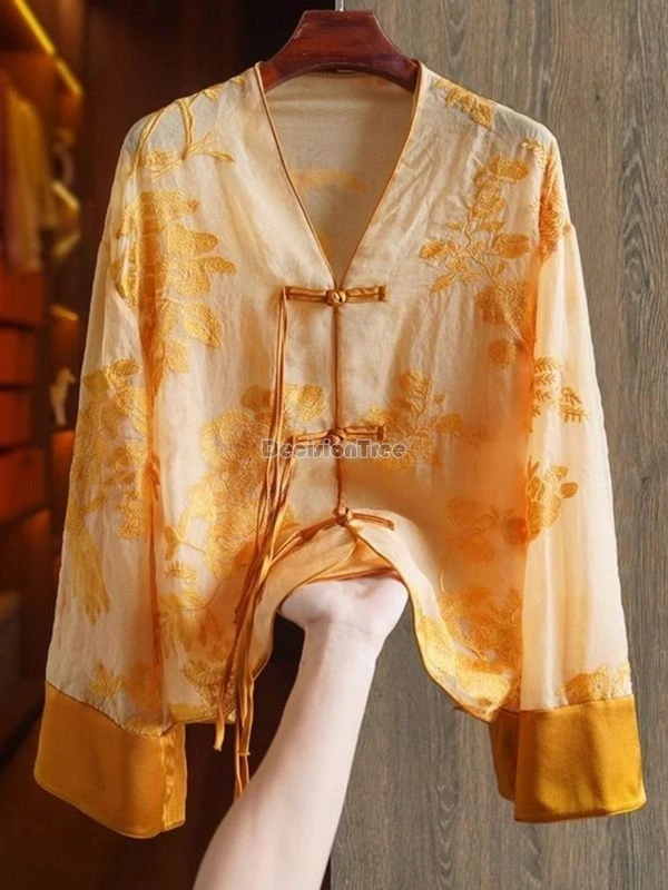 Женская блузка-Ципао с вышивкой