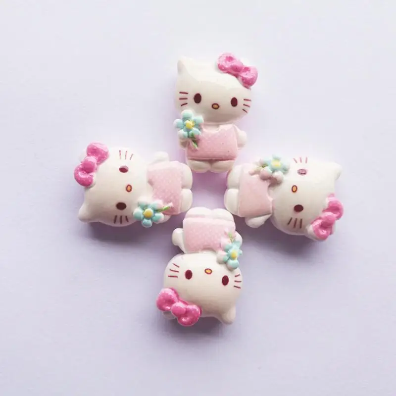 

10Pcs Sanrioed Hellokitty Diy Cartoon Resin Nail Girls Jewelry Hair Clip Hair Rope Mobile Phone Case Accessories