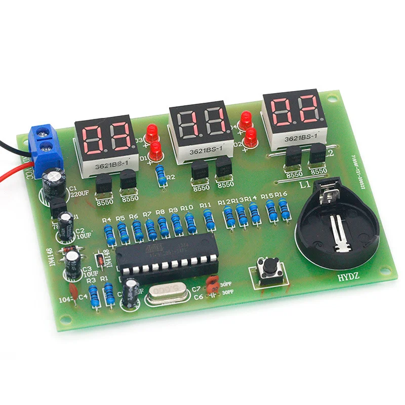 

Наборы для творчества AT89C2051, электронные часы, цифровая трубка, светодиодный дисплей, набор электронных модульных деталей и компонентов, постоянный ток 9 В-12 в