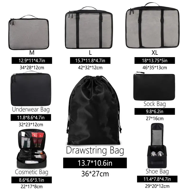8 Set Packing Cubes Luggage Packing Organizers for Travel Accessories