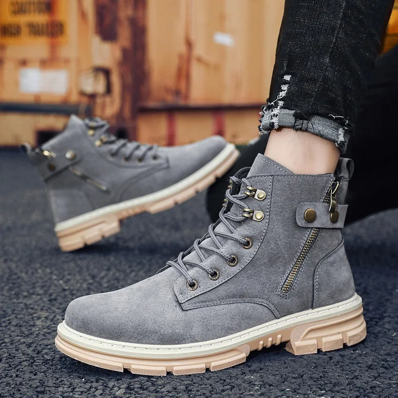 

Men's short boots Breathable Fashion men work shoes High Quality Adult Men Casual Shoes Hard-Wearing Non-slip Ankle bootsd2