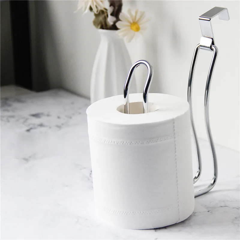 

Iron Roll Paper Holder Wall Mounted No Punching Toilet Storage Rack Multi-functional Tissue Towel Rack Kitchen Sundry Organizer
