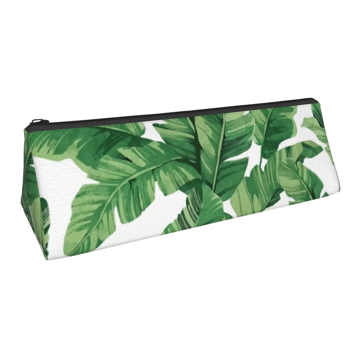 

Banana Leaf Triangle Pencil Case Tropical Print For Child School Pencil Box Vintage Zipper Pen Bag
