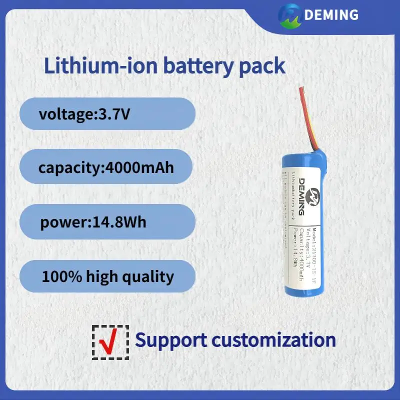 

21700 1S1P 4000mAh 3.7V Free custom size shape lithium ion battery pack