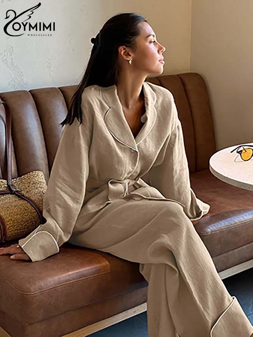 Oymimi модный хлопковый комплект из двух предметов цвета хаки для женщин элегантные