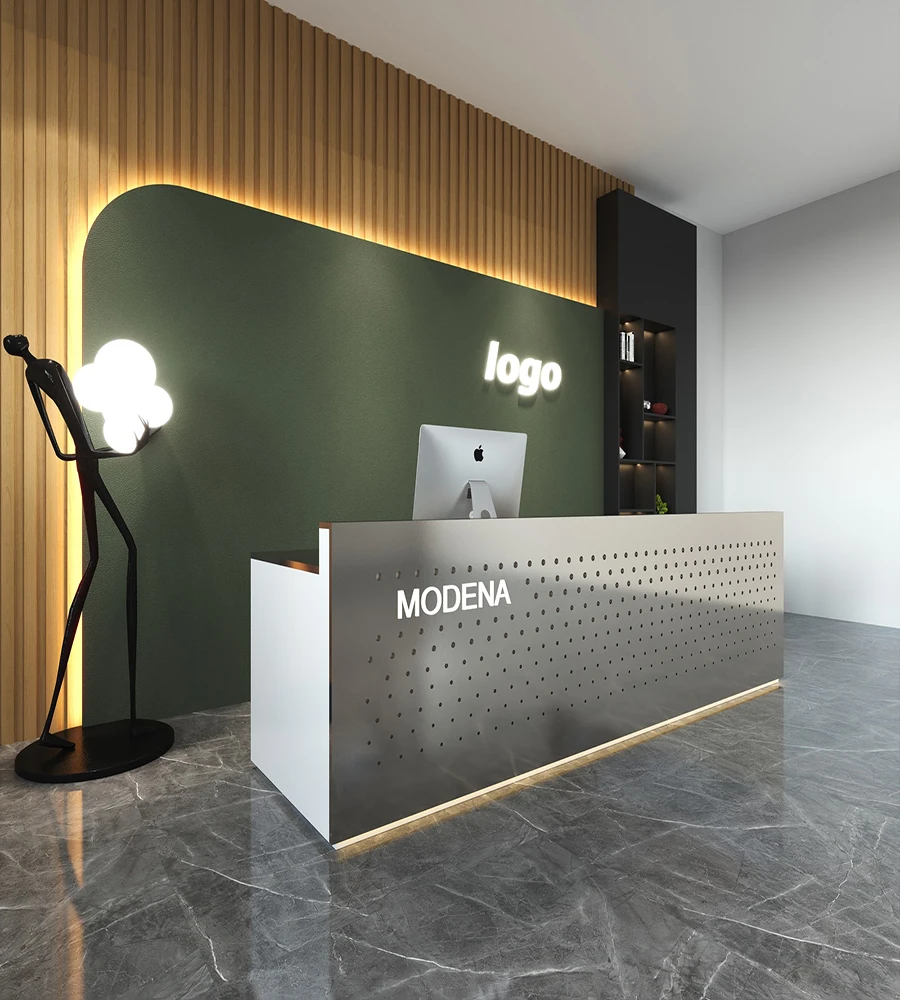 

3Modern minimalist creative stainless steel front desk company reception bar beauty salon clothing hair salon small