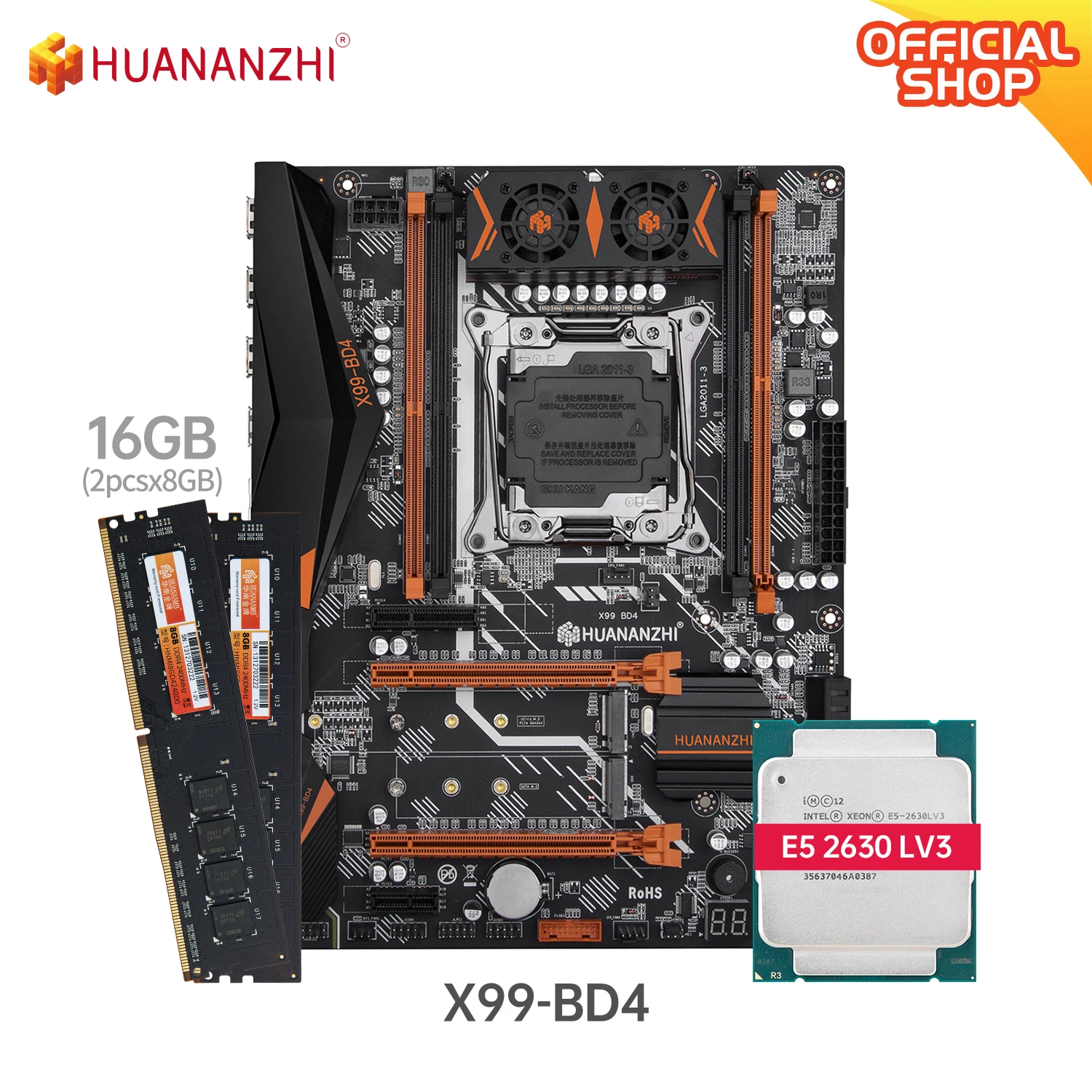 

Материнская плата HUANANZHI X99, atx + процессор Intel XEON E5 2630l v3 + Оперативная память 2*8 ГБ DDR4 NON-ECC 3,0 МГц