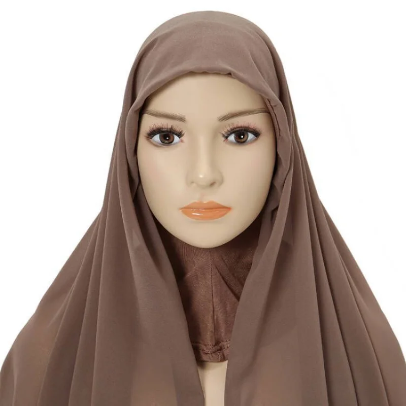 Hijab with Cap Attached Neck Cover Turban Underscarf Hijab Bonnet for Women Ladies Muslim Fashion Head Scarf Headwraps