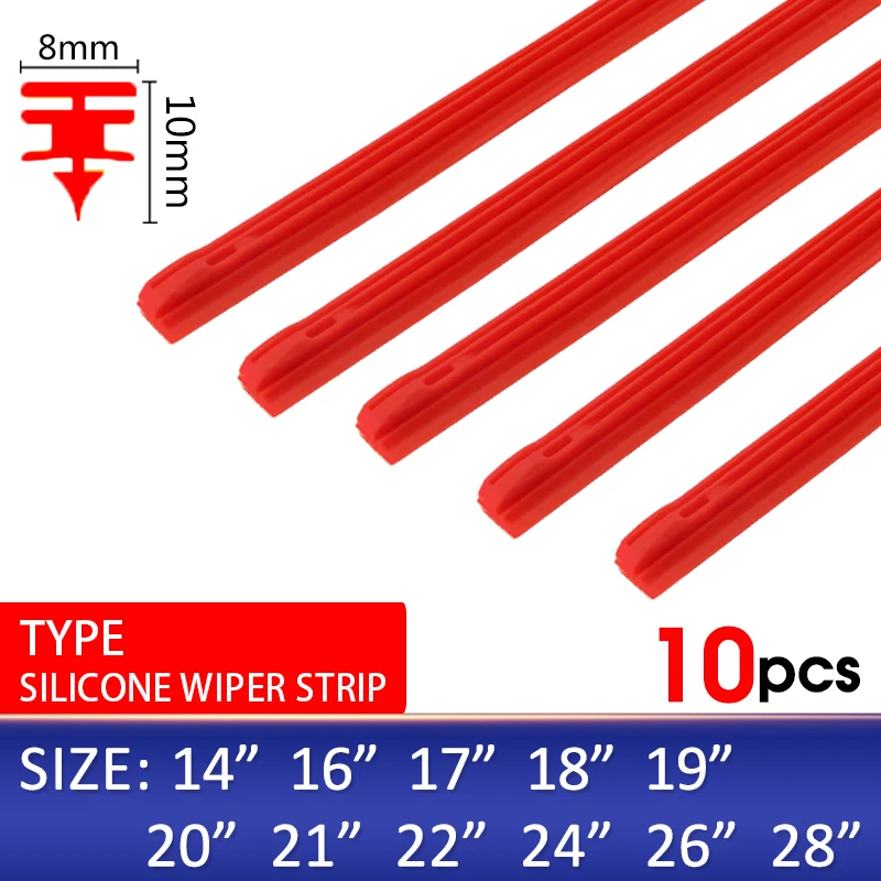 

BEMOST 10 шт. автомобильные стеклоочистители ветровое стекло красный силикагель сменная полоса 8 мм 14 "16" 17 "18" 19 "20" 21 "22" 24 "26" 28 "автомобильные аксессуары