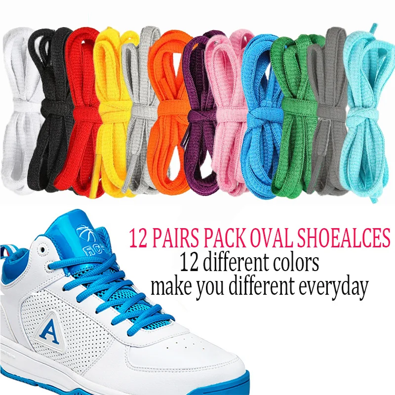 12 пар/упаковка, женские шнурки для кроссовок, 12 цветов