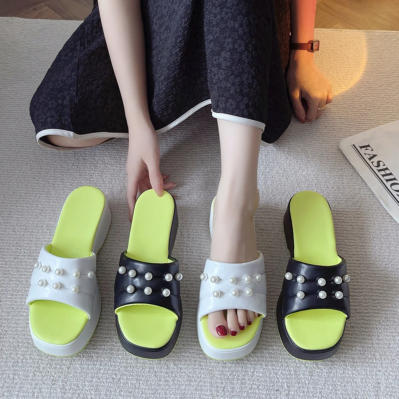 

Wedge Slippers Women Shoes 2022 New Summer Peep Toe Sandals Fashion Platform Slippers Outdoor Casual Flip Flops Large Size 35~43