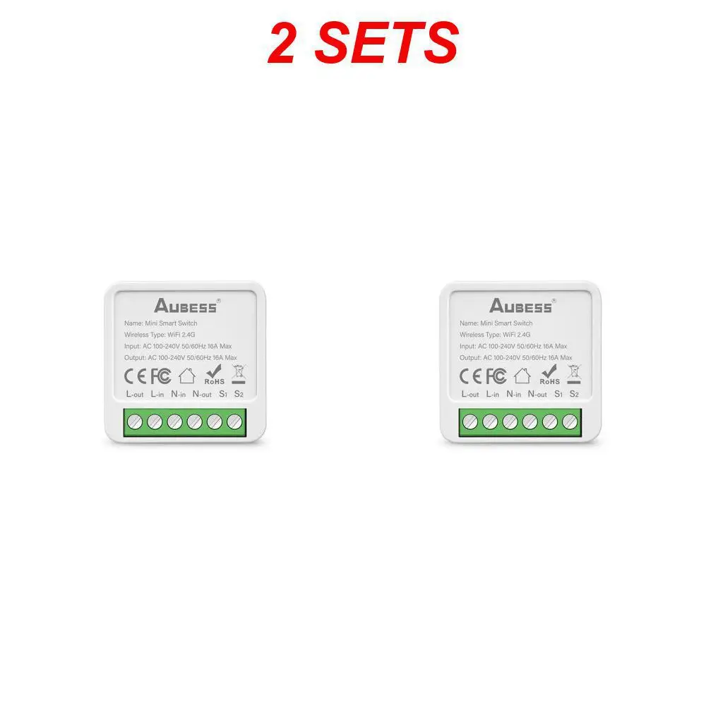 

AUBESS 16A WiFi Tuya Mini DIY Умный переключатель 2-стороннего управления Выключатели света Модуль автоматизации умного дома Alexa Google Home Smart Life