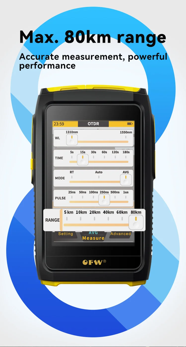 

Mini OTDR Active Fiber Live Test 1550nm 20dB Optical Fiber Reflectometer Touch Screen OPM VFL OLS Fiber Tester Touch Screen