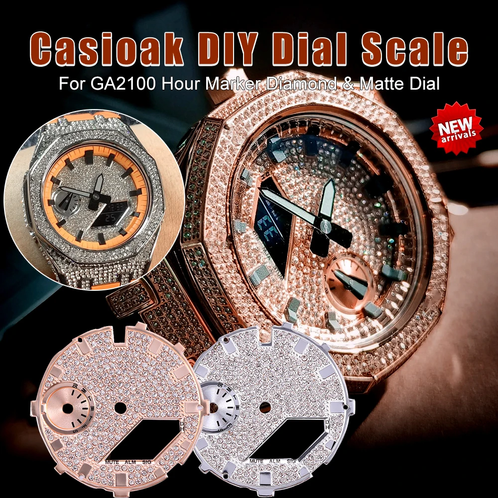 Luxury Diamond  DIY Watch Mod kit Dial Scale For Casioak GA2100 Watch Dial For G shock GA2100 ga2110 Modification Watch Parts