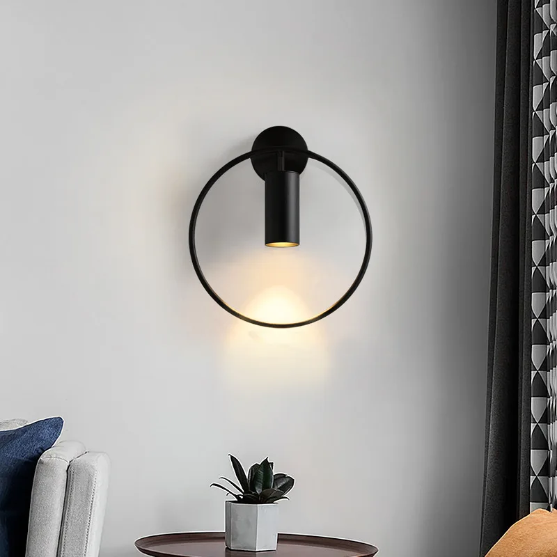 

Scandinavian Modern Bedside Led Lamp Wall Lamp Indoor Industrial Decor Wandlamp Design Round Wall Lights Gold Black