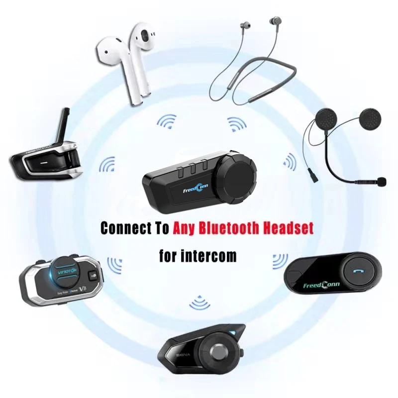 Гарнитура для мотоциклетного шлема FreedConn KY PRO Bluetooth 5 0 6 динамиков 1000 м - купить по