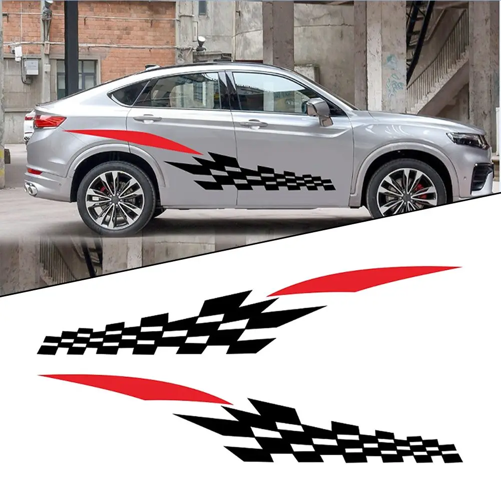 

2PCS/set Universal Racing Body Lattice Graphics Side Stripes Decal Vinyl Stickers For Car SUV Truck Waterproof & Durable