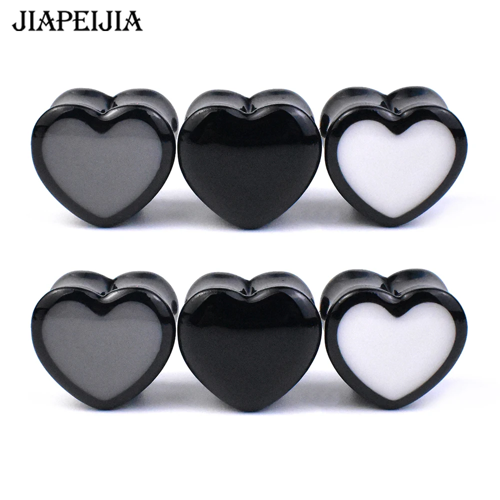 

6-30mm Solid Color Ear Tunnels Gauges and Plug Heart-shaped Ear Expander Studs Stretching Body Piercing Jewelry
