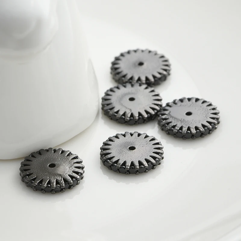 DARENLI 1 шт. 11 мм медные бусины-разделители с черным цирконом DIY аксессуары ручной