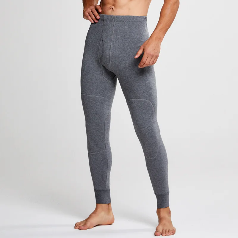 Winter Autumn Thermal Underwear For Men Long Johns Cotton Thermal Trousers With Wool Warm Mens Leggings Thicken Thermal Bottoms