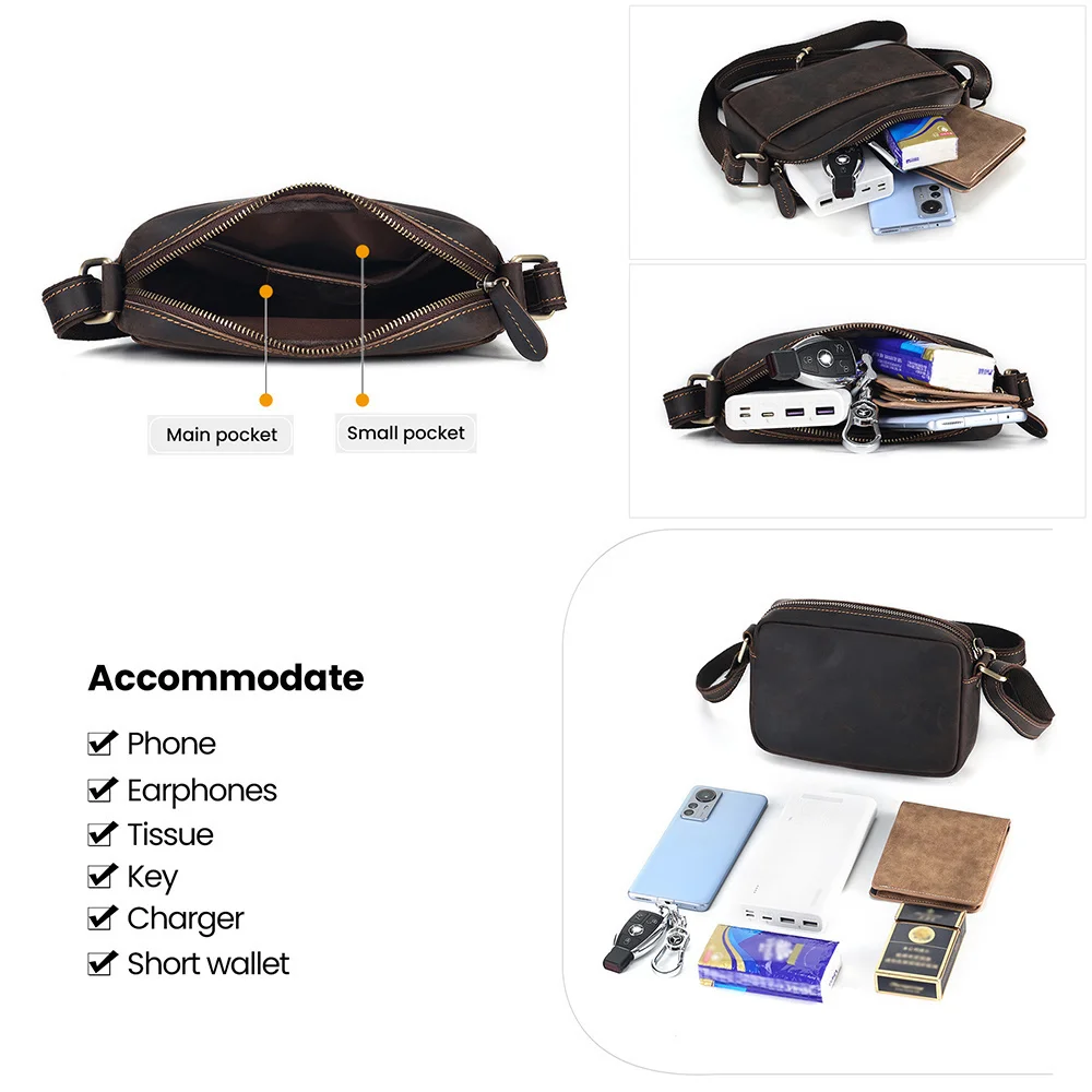 Маленькая сумка-мессенджер из натуральной кожи для мужчин и женщин кошелек