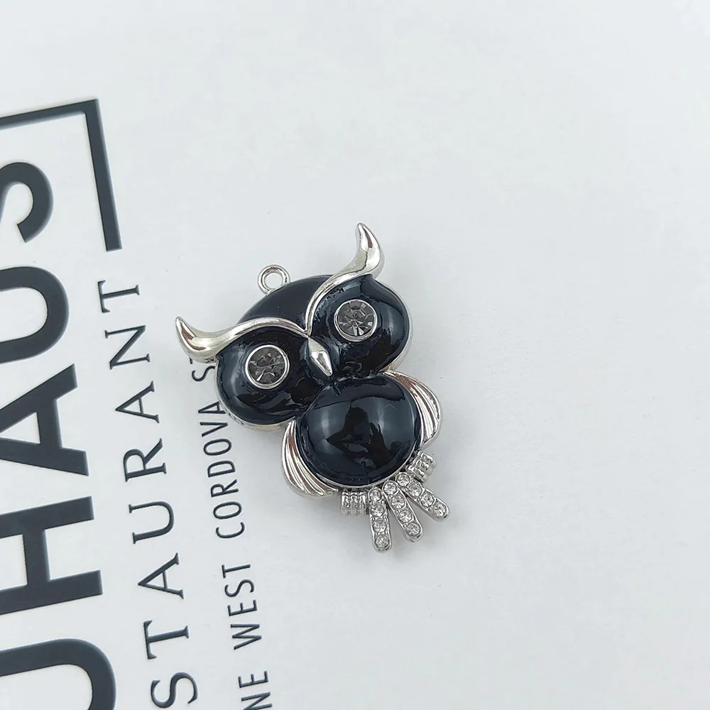 

Charms Big Eyes Crystal Owl 46x33mm Tibetan Bronze Silver Color Pendants Antique Jewelry Making DIY Handmade Craft