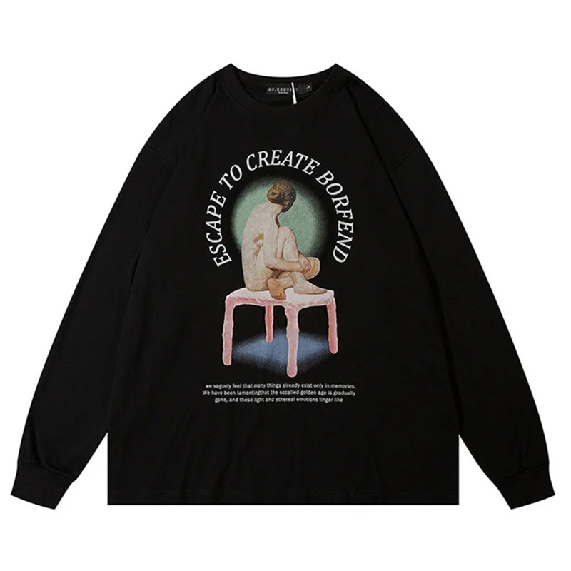 

Hip Hop Streetwear Vintage Sweatshirt Letter Woman Printed Harajuku Sweatshirts 2022 Autumn Fashion Cotton Crewneck Pullover