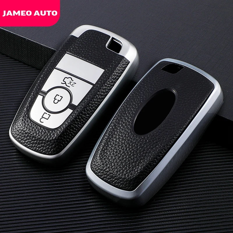 

TPU Leather Car Key Case Cover for Ford F-150 F-250 F-350 2017-2022 Fusion Mustang Explorer Ecosport 2019 Key Holder Shell