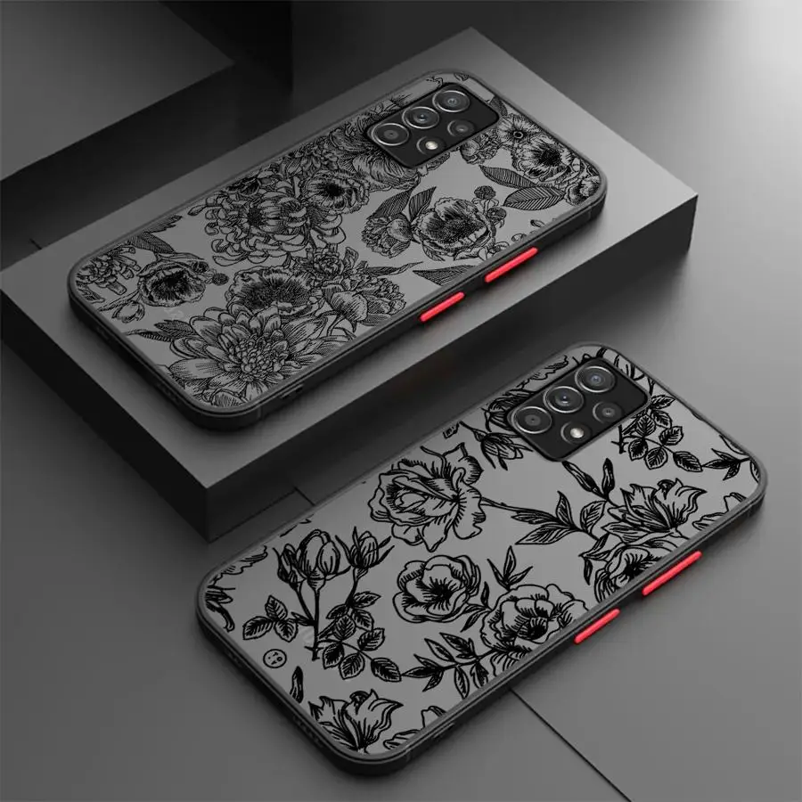 Чехол для телефона Line Flower Art Samsung Galaxy A24 A72 A22 A14 A73 A23 A13 A32 A53 A54 A34 A52 5G A33 Luxury Cover Shell