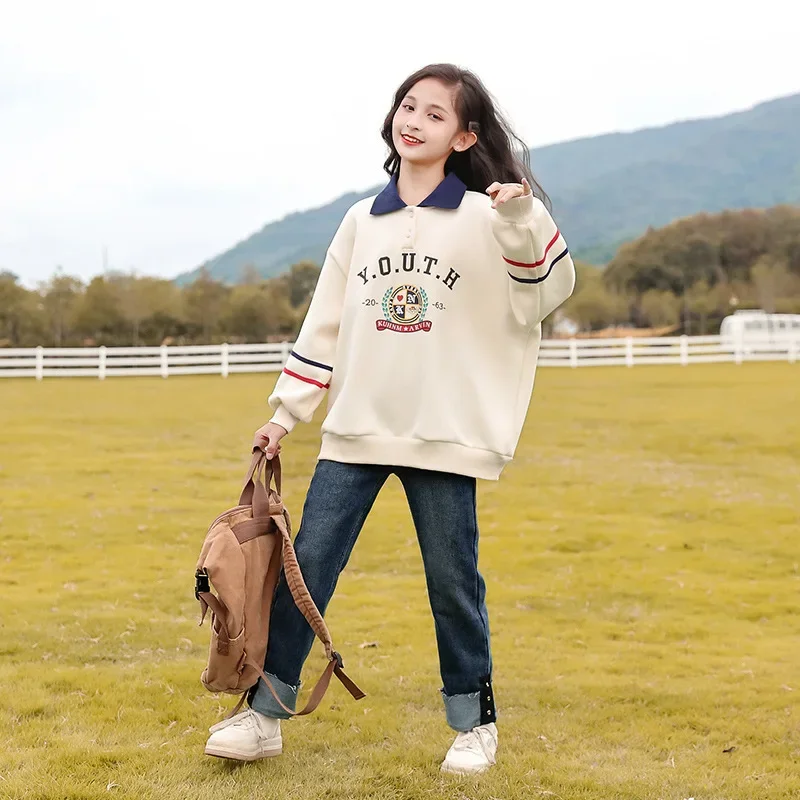 Свитшот с лацканами для девочек от младенцев и подростков