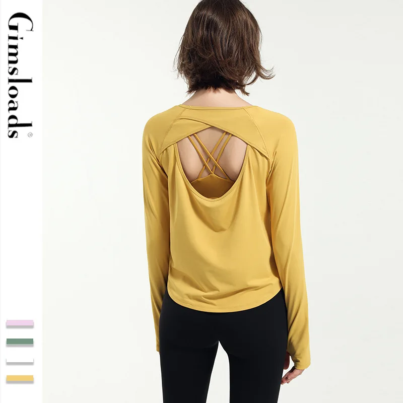 

Loose Quick-drying Long-sleeved Yoga Clothes European And American Dance Training Running Sports Fitness Clothes Women