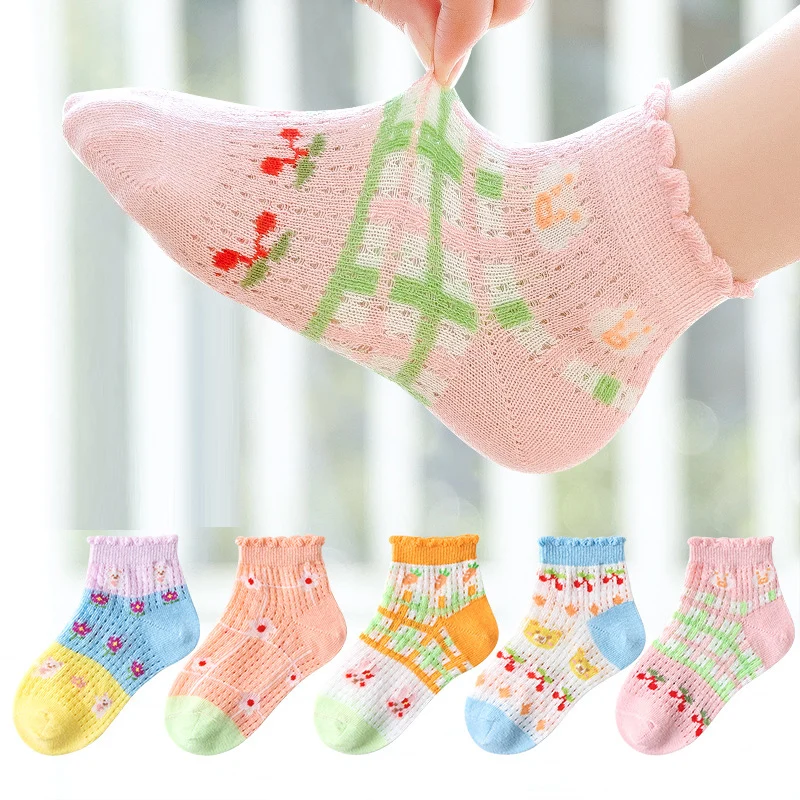 

5 Pairs/Lot Kids Socks Boy Girl Baby Summer New Cotton Fashion Soft Breathable Cute Cartoon 1-12Y Teen Children Casual Mesh Sock