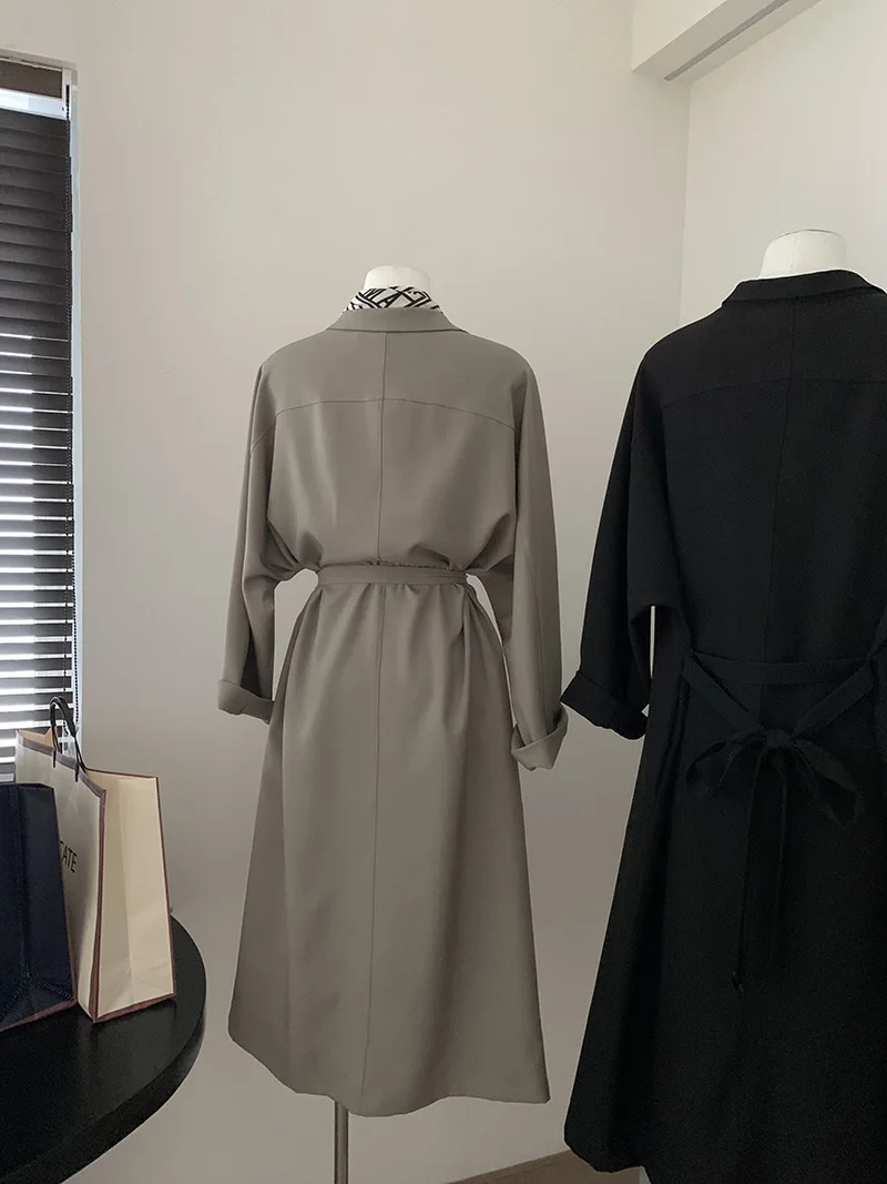 

2022 New Silhouette Long-Sleeved Trench Coat Women's Spring and Autumn Temperament Lapel All-Match Loose Top