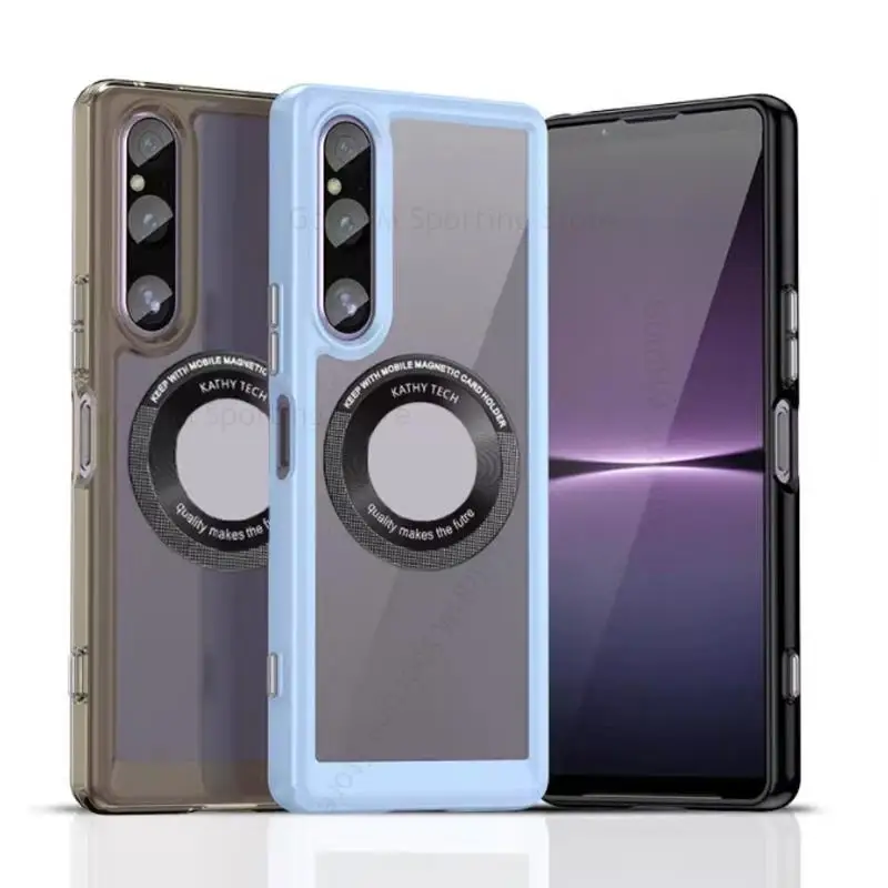 Funda For Sony Xperia 1 V For Magsafe Wireless Charging Magsafing Case For Xperia 1 V XQ-DQ72 Acrylic Transparent Magnetic Cover