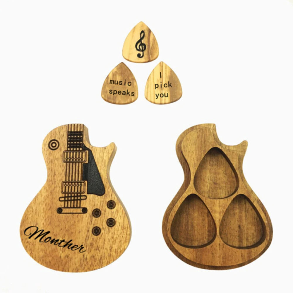 

Guitar Pick Kit Wooden Guitar Pick Box Set Personalized Guitar Picks Box Customized Gift Wooden Plectrum Guitar Accessories