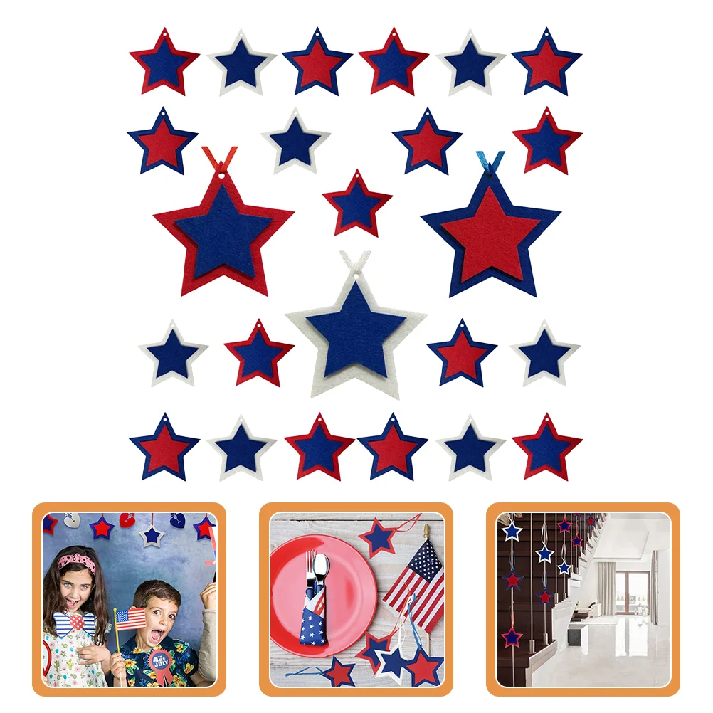 

30pcs Scene Layout Props Felt Craft Hanging Decors Independence Day Decors Felt Stars Adornments for Party