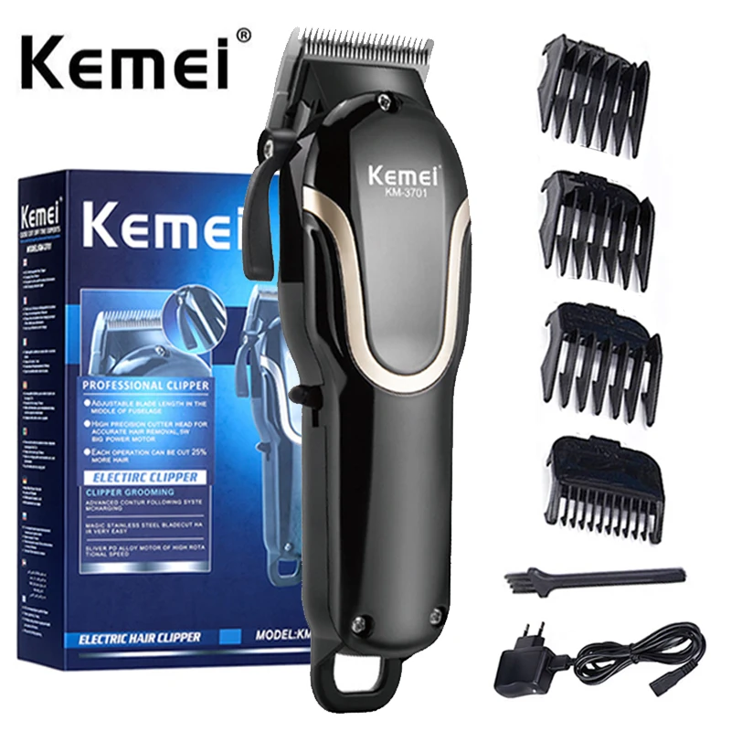 

Kemei KM-3701 Electric Hair Clipper Men's Trimmer USB Hair Clipper 4 Limit Comb Electric Hair Clipper Precision Tool 40