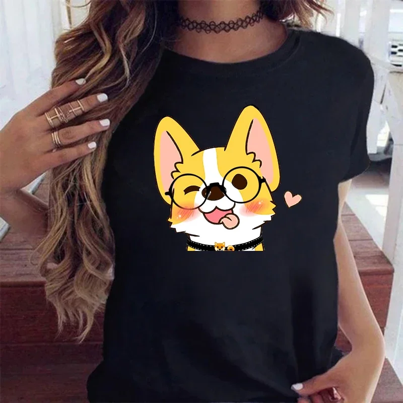 Милая женская футбольная рубашка Maycaur с принтом собаки корги повседневный стиль