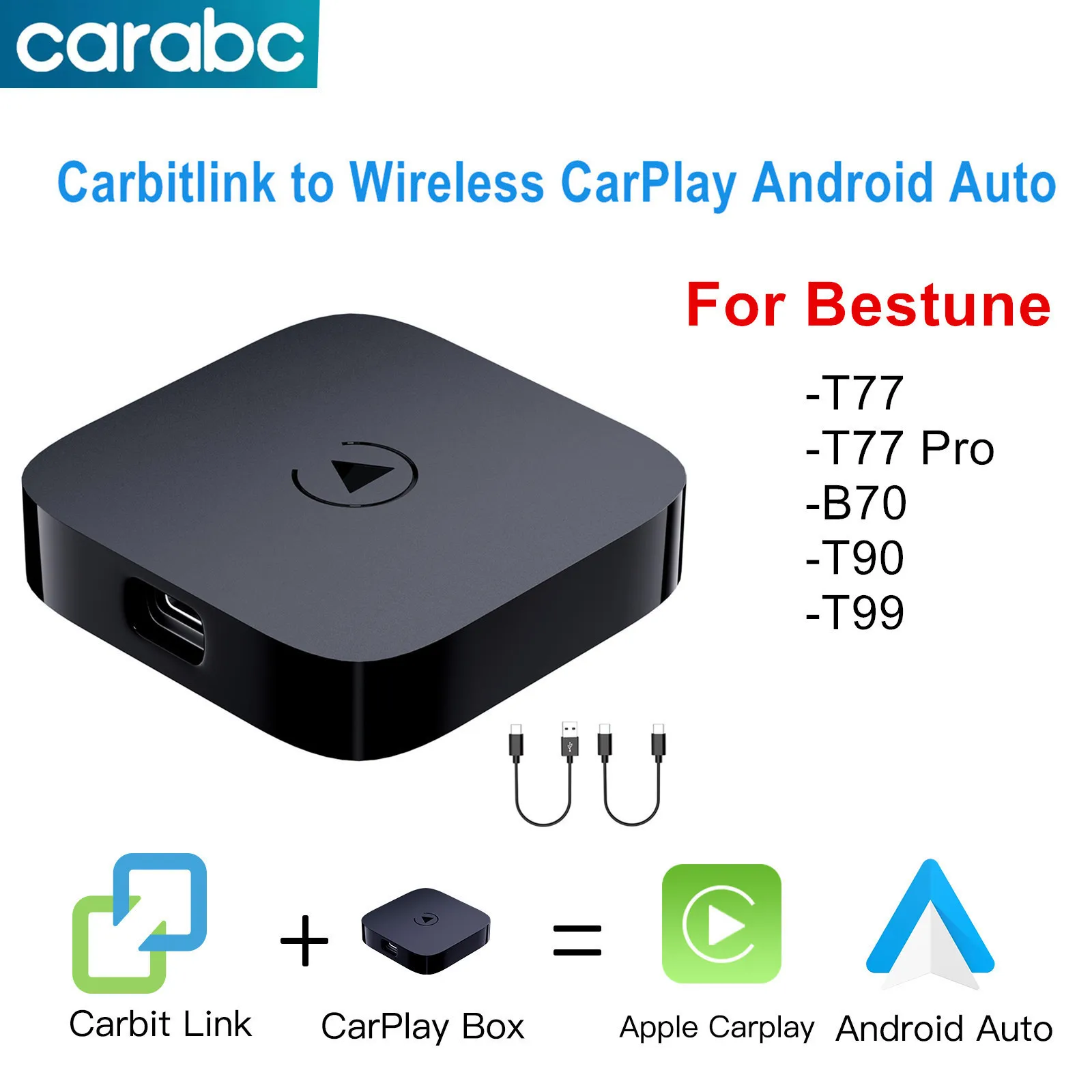 Фото CARABC Carbitlink для Bestune FAW T77 B70 T99 T90, простое подключение к беспроводному CarPlay Android Auto №1