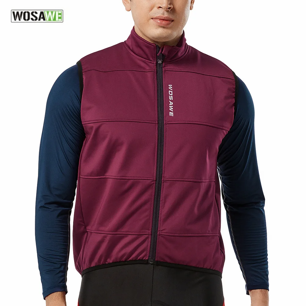 

WOSAWE 2022 Spring Cycling Vest Fleece Warm Sleeveless Reflective Bicycle Jacket MTB Coat Windproof Cycling Jersey Outdoor