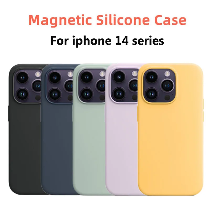 

Original Liquid Silicone Case iPhone 14 Pro Max 14 Plus 14Pro 14Plus Cover For Apple Magsafe Support Wireless Magnetic Charging