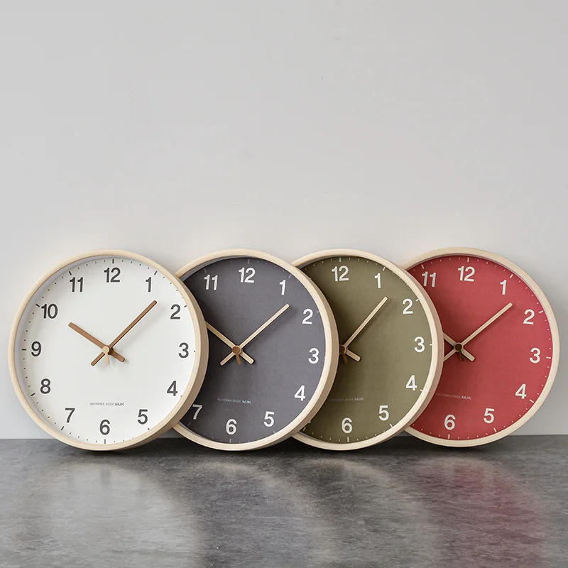 

Wood Living Room Wall Clock Modern Free Shipping Design Silent Bedroom Round Wall Watch Stylish Minimalist Wanduhr Home Decor