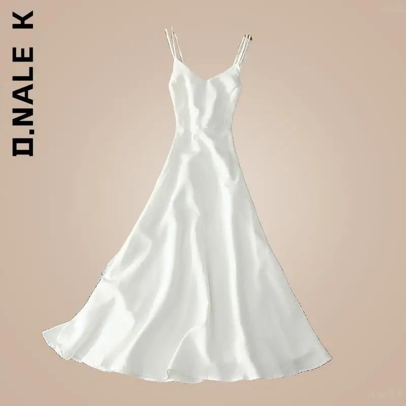 

Женские пляжные платья с открытой спиной D.Nale K, белые и черные платья с высокой талией, сексуальное платье макси для вечерние ринки, клуба, по...