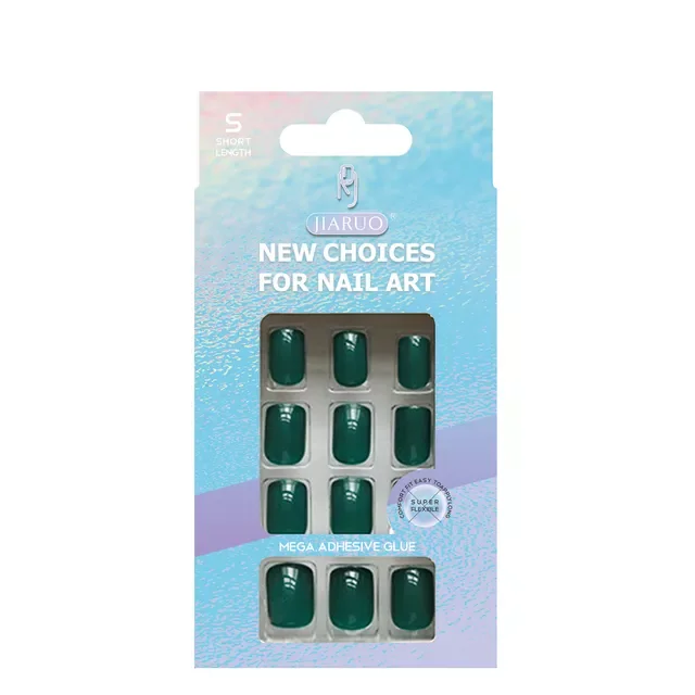 

2022NEW Art Fake Nail gel Tips Full Cover Artificial Square Kiss with Glue Stick Designs Clear Display Short False Press on Coff